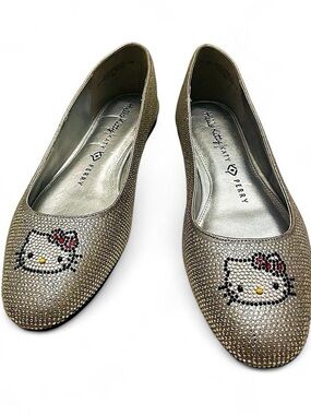 NWOB Katy Perry x Hello Kitty Crystal Ballet Flats Silver Rhinestone Shoes sz 9